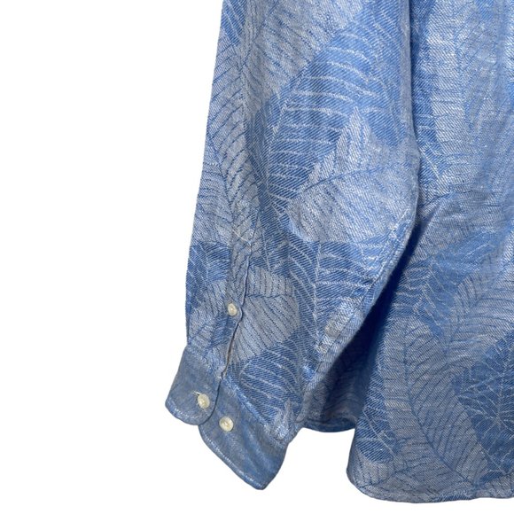 Tommy Bahama Linen Button Up Shirt Mens XL Blue White Floral Lightweight Casual - Picture 7 of 11